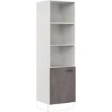 Impuls Küchen Seitenschrank IMPULS KÜCHEN "Prag", Breite/Höhe: 60/205,1 cm", grau (beton, optik schiefer dunkelgrau), B:60cm H:205,1cm T:57,6cm, Dekorfolie, Holzwerkstoff, Schränke, Seitenschrank, vormontiert, mit Drehtür, mit verstellbaren Fachböden