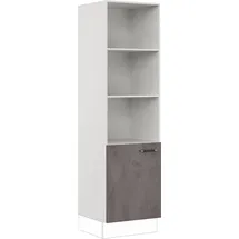 Impuls Küchen Seitenschrank IMPULS KÜCHEN "Prag", Breite/Höhe: 60/205,1 cm", grau (beton, optik schiefer dunkelgrau), B:60cm H:205,1cm T:57,6cm, Dekorfolie, Holzwerkstoff, Schränke, Seitenschrank, vormontiert, mit Drehtür, mit verstellbaren Fachböden