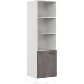 Impuls Küchen Seitenschrank IMPULS KÜCHEN "Prag", Breite/Höhe: 60/205,1 cm", grau (beton, optik schiefer dunkelgrau), B:60cm H:205,1cm T:57,6cm, Dekorfolie, Holzwerkstoff, Schränke, Seitenschrank, vormontiert, mit Drehtür, mit verstellbaren Fachböden