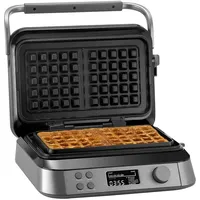 Klamer Waffeleisen belgische Waffel, Waffeleisen doppelt mit 7 Stufen und 5 Programmen, Platten mit Antihaftbeschichtung, 1600W, grau