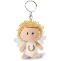 NICI 34555 - Schlüsselanhänger Schutzengel mit Hufeisen "Ich pass auf dich auf", Glücksbringer, weiß, 7 cm