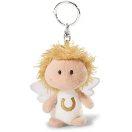 NICI 34555 - Schlüsselanhänger Schutzengel mit Hufeisen "Ich pass auf dich auf", Glücksbringer, weiß, 7 cm