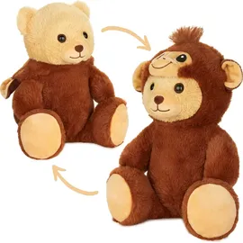 brubies Teddy Affe - 25 cm Teddybär im Affenkostüm mit Kapuze - Plüschtier für kuschelige Abenteuer - Kuscheltier Geschenk für Kinder