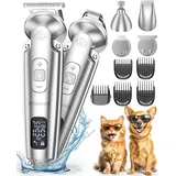 Oneisall 4 in 1 Leise Schermaschine Hund Katze Dichtes fell, IPX7 Wasserdichtes