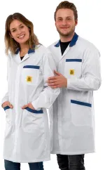 SafeGuard ESD Kittel Pro-Line, weiß/ blau, 3/4 Länge DSWL42413 , 1 Unisex Kittel, Größe S