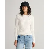 GANT Damen Strickpullover STRETCH COTTON CABLE C-NECK,