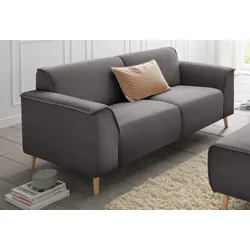 2,5-Sitzer ANDAS "Janek", schwarz (pepper), B:193cm H:81cm T:90cm, Struktur fein ( 100% Polyester), Struktur weich (92% Polyester, 8% Nylon), Struktur fein ( 100% Polyester), Sofas, mit Federkern und Keder in scandinavischem Design