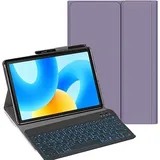 YHFZR Tastatur Hülle für Samsung Galaxy Tab Active 5/Tab Active 3 8 Zoll SM-X300/X306B/T570/T575, [Deutsches QWERTZ] Ultraslim Hülle mit 7 Farben Beleuchtung Kabellose Tastatur mit Schützhülle, Lila