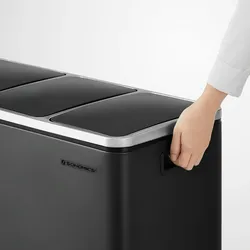 Mülleimer 54L (3x18L) Edelstahl & Kunststoff | Abfalleimer mit Deckel