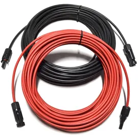 Smartec Solarkabel Verlängerungskabel 4 - 6mm2 mit Stecker 2x 20m 4mm2 Solarkabel, Außenduchmesser: 5,2mm (2000 cm), Kabeltyp H1Z272-K IP68 Verlängerungskabel 1-30 Meter rot
