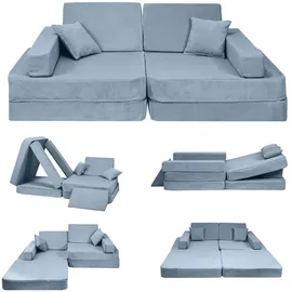 Angelove Kindersofa 2-in-1 mit Schlaffunktion türkis