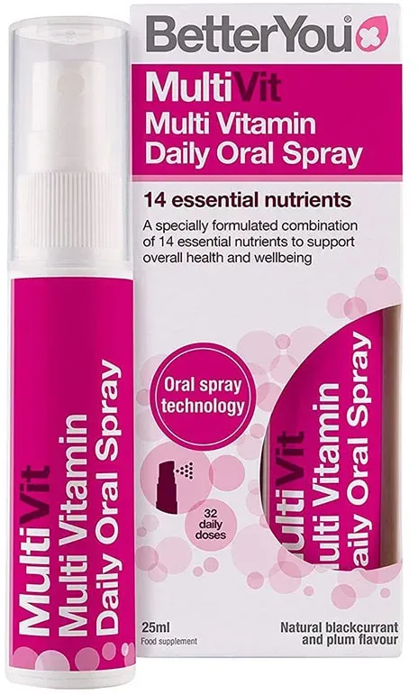 BetterYou Multivitamin Oral Spray - Multivitamin Mundspray (25 ml, Natürliche schwarze Johannisbeere und Pflaume)