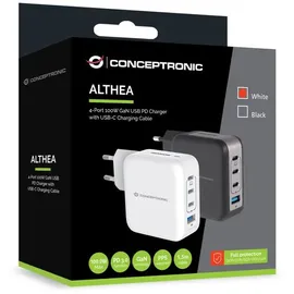 Conceptronic 4-Port 100W GaN USB PD Charger - Weiß