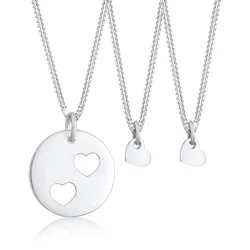 Elli Ketten Trio Herz Mutter Kind Cut Out 925er Silber Schmuck-Set   Damen 