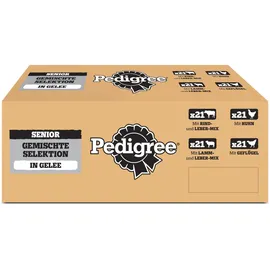 PEDIGREE Hundefutter Portionsbeutel Chunks in Gelee Senior 84 x 100 g