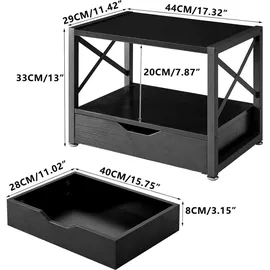 luxuskollektion 2 Tier Desktop-Drucker Stand Schublade Holzschreibtisch-Organizer, Schwarz - Schwarz