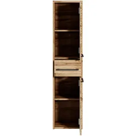 Badplaats Badezimmerschrank, Etna mit 2 Türen Eiche - 30 x 35 x 130 cm Badezimmer, Badezimmerschränke, Midischränke