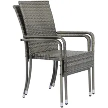 Juskys Yoro Rattanstuhl Grau meliert 2 St.