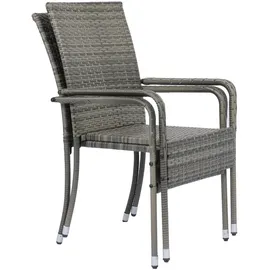 Juskys Yoro Rattanstuhl Grau meliert 2 St.