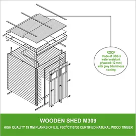 TIMBELA Gartenhaus Holz Gartenschuppen M309 3,53 m2