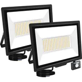 RIGIDON 2x 200W Aussenleuchte Bewegungsmelder Led Strahler, Außen Led Lampe, 20000LM 4000K Warmweiß Led Flutlicht Außenleuchte, Wasserdicht Außen-Leuchte Flutlicht Für Garten Garage Carport Hauswand