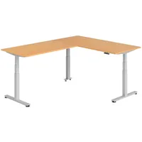 Bümö Eckschreibtisch, Buche, Silber, Nachbildung,Buche, Rechteckig, 180x74x240 cm, FSC