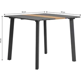 Dehner Montpellier Gartentisch 90 x 90 x 74 cm Dunkelgrau/Braun