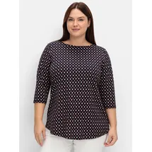 sheego 3/4-Arm-Shirt in tiefblau-gemustert | Gr.: 44-46