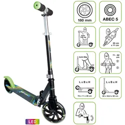 muuwmi Aluminium Scooter Neon 180 mm, mit Leuchtrollen EINHEITSGRÖSSE