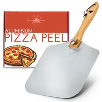 Connsole Casa-Metal Pizzaschieber 12 Zoll pizzaschaufel mit klappbarem Holzgriff Aluminium Pizzaschieber Pizzaschieber Paddel für Öfen Pizzaschieber für Zuhause und Restaurants