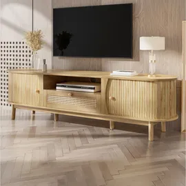 Okwish TV-Schrank 165x37x46 cm Beige/Massivholz