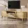 Okwish TV-Schrank 165x37x46 cm Beige/Massivholz