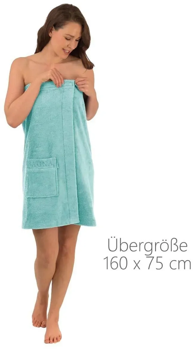 wewo fashion Unisex Saunakilt 9539 mit Tasche 75x160 cm | turquois - grün;blau