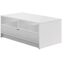 Mirjan24 Couchtisch Weiß, Metall, 1 Schubladen, Rechteckig, 100x40x50 cm,