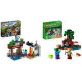 LEGO 21166 Minecraft Die verlassene Mine Bauset & 21240 Minecraft Das Sumpfabenteuer Set, Spielzeug mit Figuren mit Alex- und Zombie-Figuren im Biom, Geburtstagsgeschenk für Kinder ab 8 Jahren