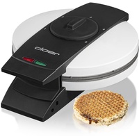 Cloer 1641S Stroopwaffeleisen für holländische Stroopwaffeln, 850 W, Waffelkaliber 14,5 cm, Backampel, stufenlos wählbarer Bräunungsgrad, weiß