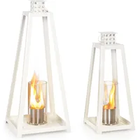 Blumfeldt Fiamme Triangolo Tischkamin Indoor 2er Set - Tischfeuer Indoor Mit Je 0,3 Liter Volumen, Bioethanol Tischkamin Mit Bis Zu 4 H Brenndauer, Verbrennt Geruchsneutral, Weiß