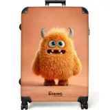 NoBoringSuitcases.com© Kinderkoffer Orangefarbenes Monster auf orangefarbenem Hintergrund 77 cm - 98 L, 8 Rollen, Großer Reisetasche mit Rollen für 30kg, Kinderkoffer bunt 51.5 cm x 77 cm x 28 cm