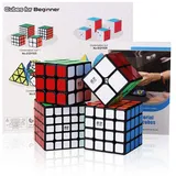 ROXENDA Zauberwürfel Set, Speed Cube Set mit 2x2 3x3 4x4 5x5 Zauberwürfel mit Geschenkbox, Geheimes Tutorial für Speed Cube (Sticker Cube)