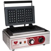 Beeketal 'BBW-3' Gastro Profi Waffeleisen mit antihaftbeschichteten Backplatten (3 geteilt), Waffelautomat für belgische Waffeln mit Edelstahl Gehäuse, 50-300 °C stufenlos