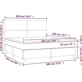 vidaXL Boxspringbett mit Matratze Taupe 180x200 cm Stoff