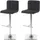 Mendler 2er-Set Barhocker Kavala, Barstuhl Tresenhocker, mit Lehne drehbar ~ Stoff/Textil dunkelgrau, Chromfuß