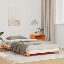 vidaXL Bodenbettgestell 100 x 200 cm Wachsbraun