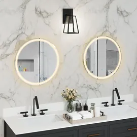 Costway LED-Badezimmerspiegel mit Beleuchtung, 60 cm runder beschlagfreier Badezimmerspiegel, (rund)
