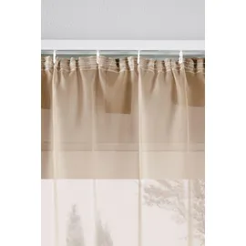 Gardinenbox 2er-Pack Gardinen Transparent Vorhang Set Wohnzimmer Voile Schlaufenschal mit Bleibandabschluß HxB 175x140 cm Sand,