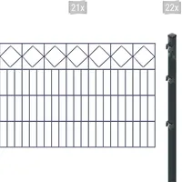 Arvotec Doppelstabmattenzaun »ESSENTIAL 80 zum Einbetonieren "Karo" mit Zierleiste«, Zaunhöhe 80 cm, Zaunlänge 2 - 60 m 55604721-0 anthrazit H/L: 80 cm x 42 m