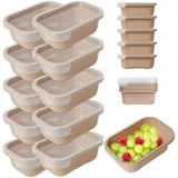 Mypicompany Frischhaltedosen mit Deckel –10-teiliges Set (je 500 ml), BPA-frei, Luftdicht, Stapelbar. Mikrowellen & Spülmaschinengeeignet. Pastellbraun Gefrierdosen. Dosen mit Deckel für Lebensmittel