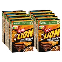 Nestlé Lion Triple Crunchy, knusprige Frühstücks-Cerealien in Churros-Form mit Milchschokolade & Salted Caramel, 36 % Vollkornanteil, 8er Pack (8 x 300g)