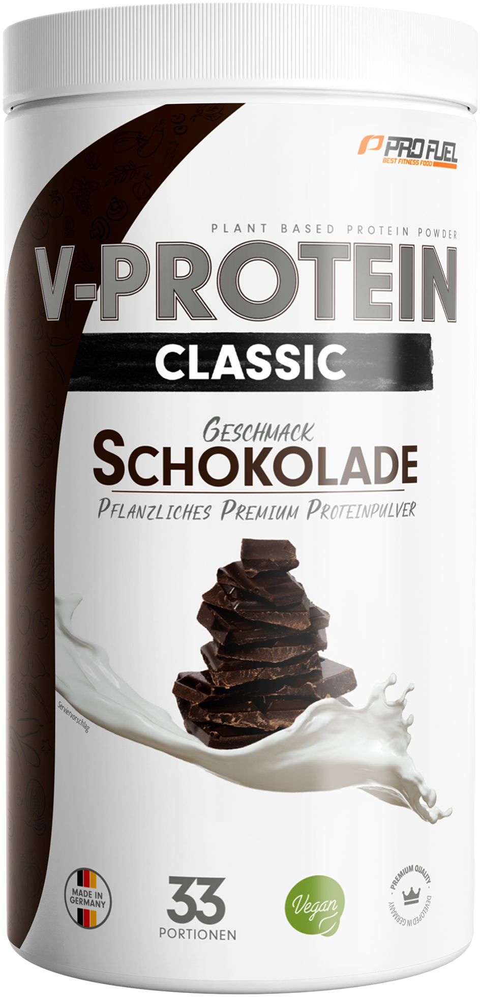 ProFuel - V-Protein Classic Schokolade veganes Proteinpulver mit 68% Protein Pulver 1000 g