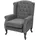 Mendler Sessel Chesterfield, Relaxsessel Clubsessel Ohrensessel, wasserabweisend Stoff/Textil ~ dunkelgrau ohne Ottomane